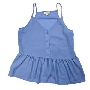 LOFT Blue Spaghetti Strap Button Front Cami Blouse Women's Size Small